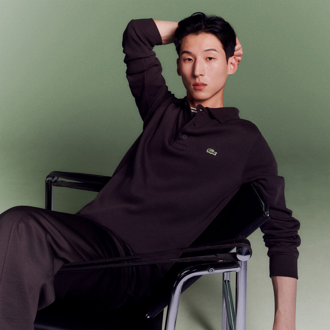 Ribbed Cotton Polo Collar Sweatshirt Ribbed Cotton Polo Collar Sweatshirt