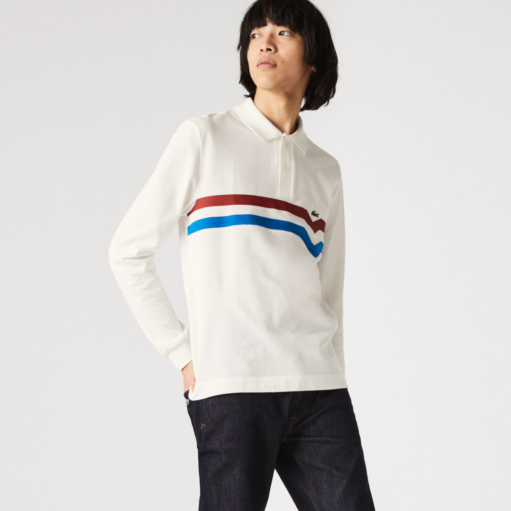 بولو Lacoste للرجال مصنوع في فرنسا بقصة عادية