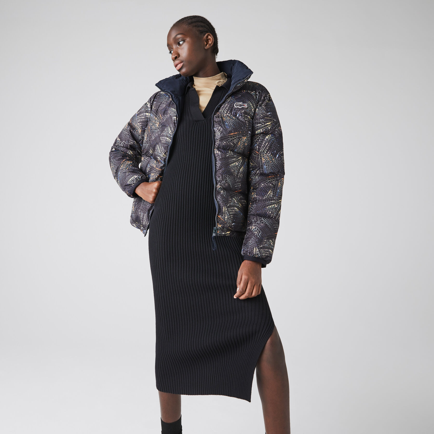 women s lacoste x national geographic print quilted jacket