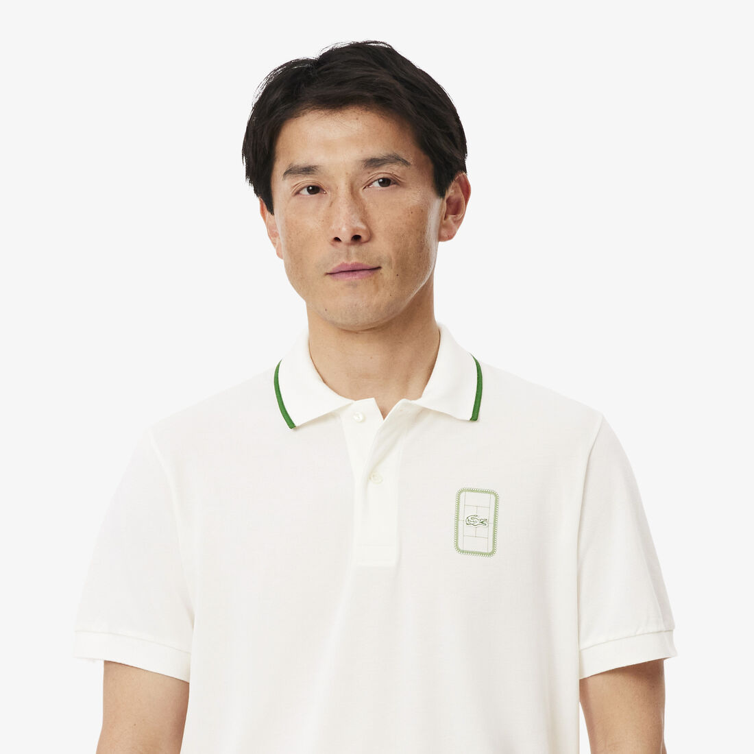 lacoste classic fit printed pique polo shirt
