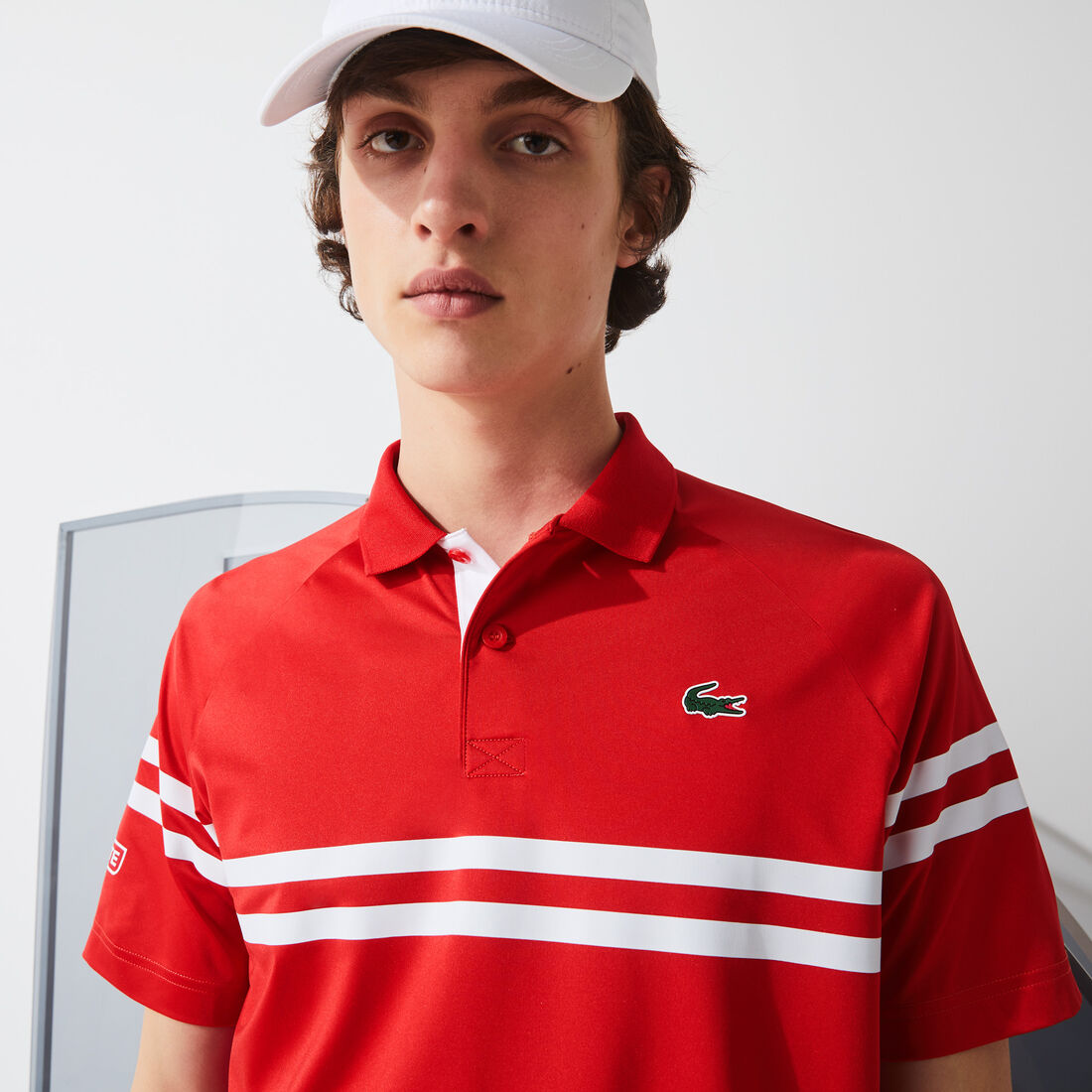 Men’s Lacoste SPORT x Novak Djokovic Ultra-Light Striped Polo Shirt