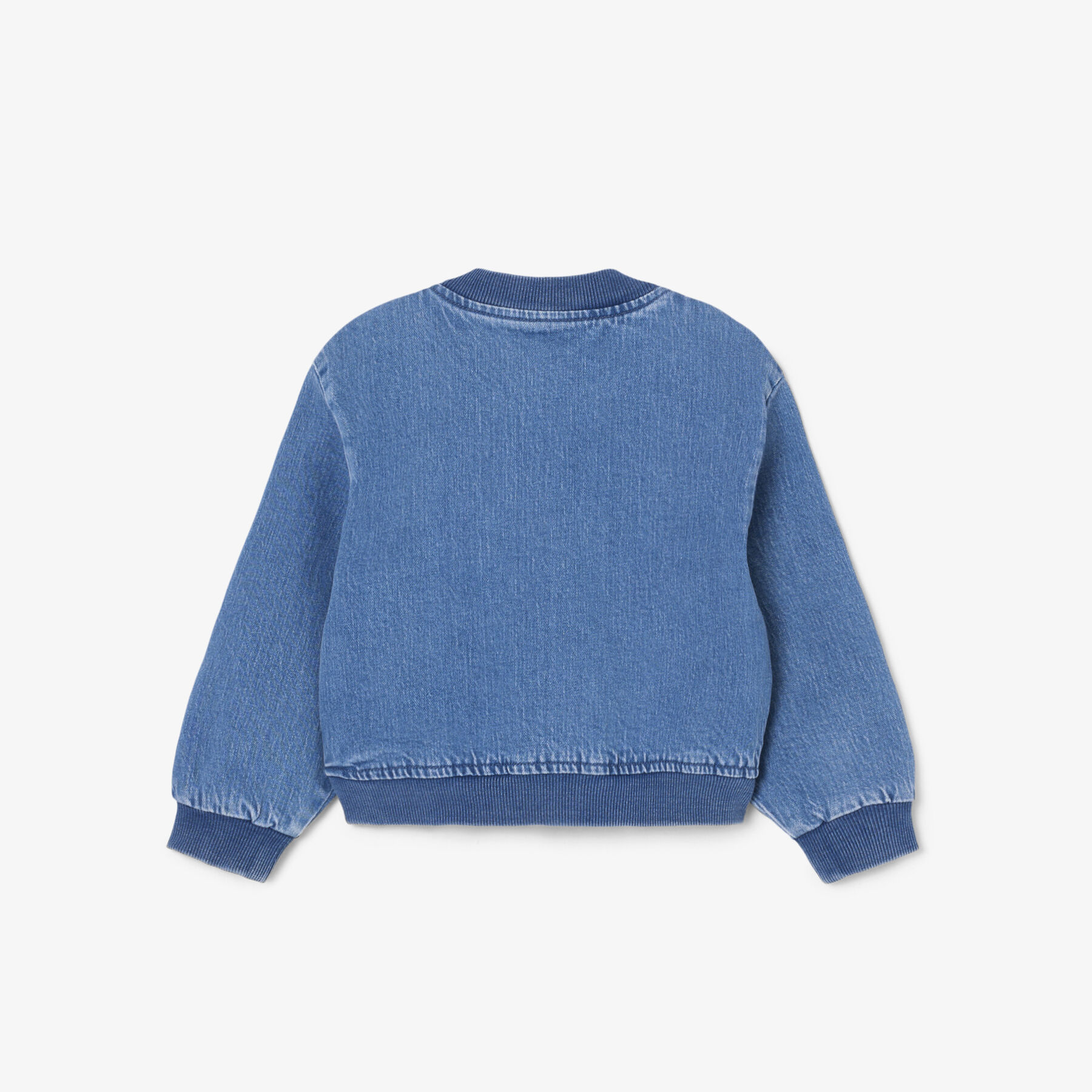 lacoste padded badge accent denim bomber jacket