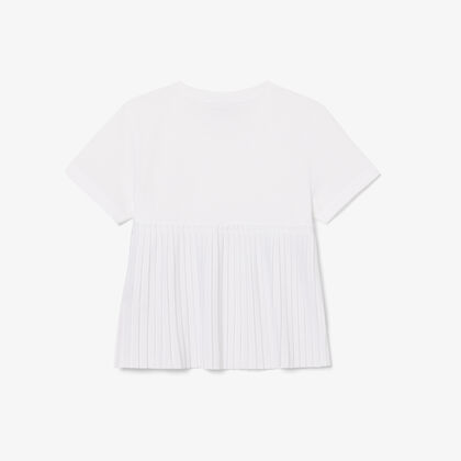 Cotton T-shirt With Pleated Hem