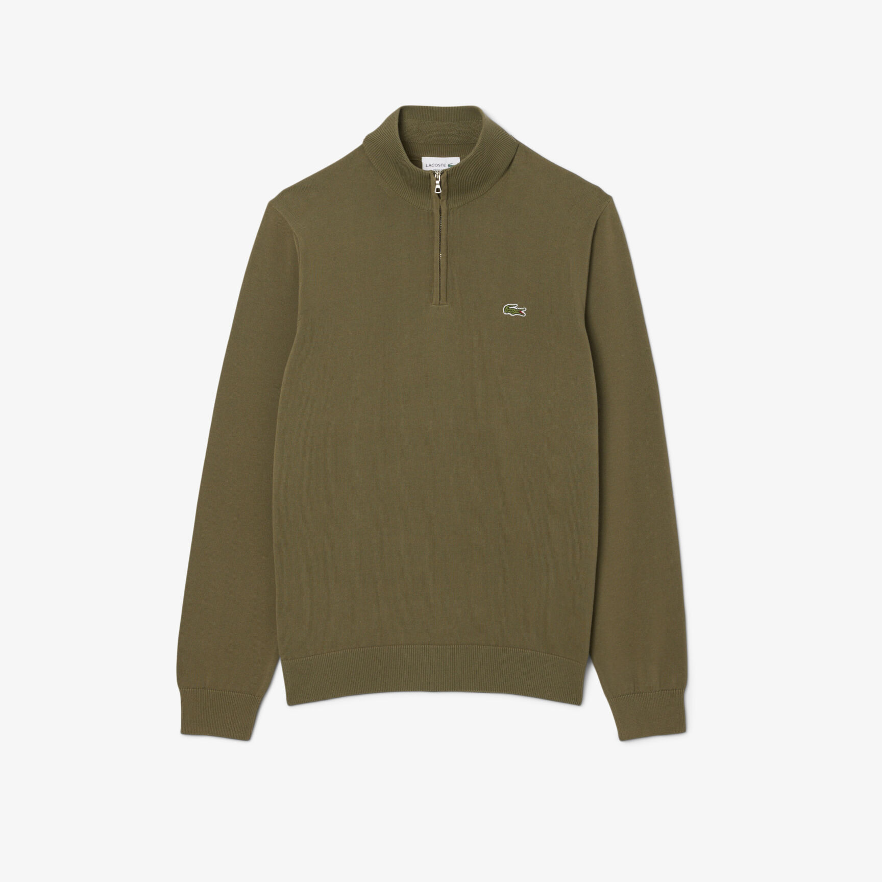 Zipped High Neck Cotton Sweater