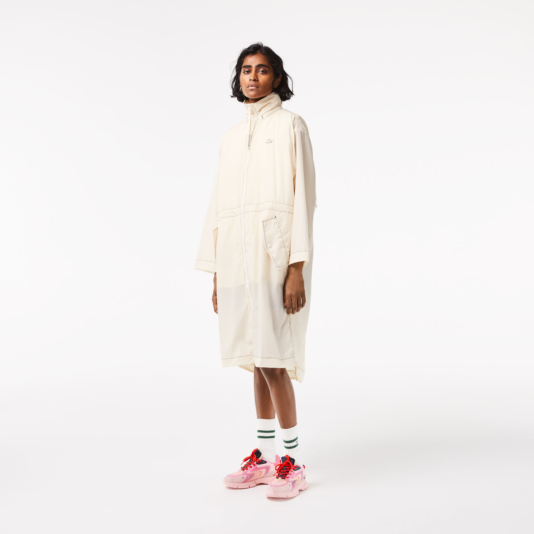 women s lacoste 2 in 1 water repellant hooded parka
