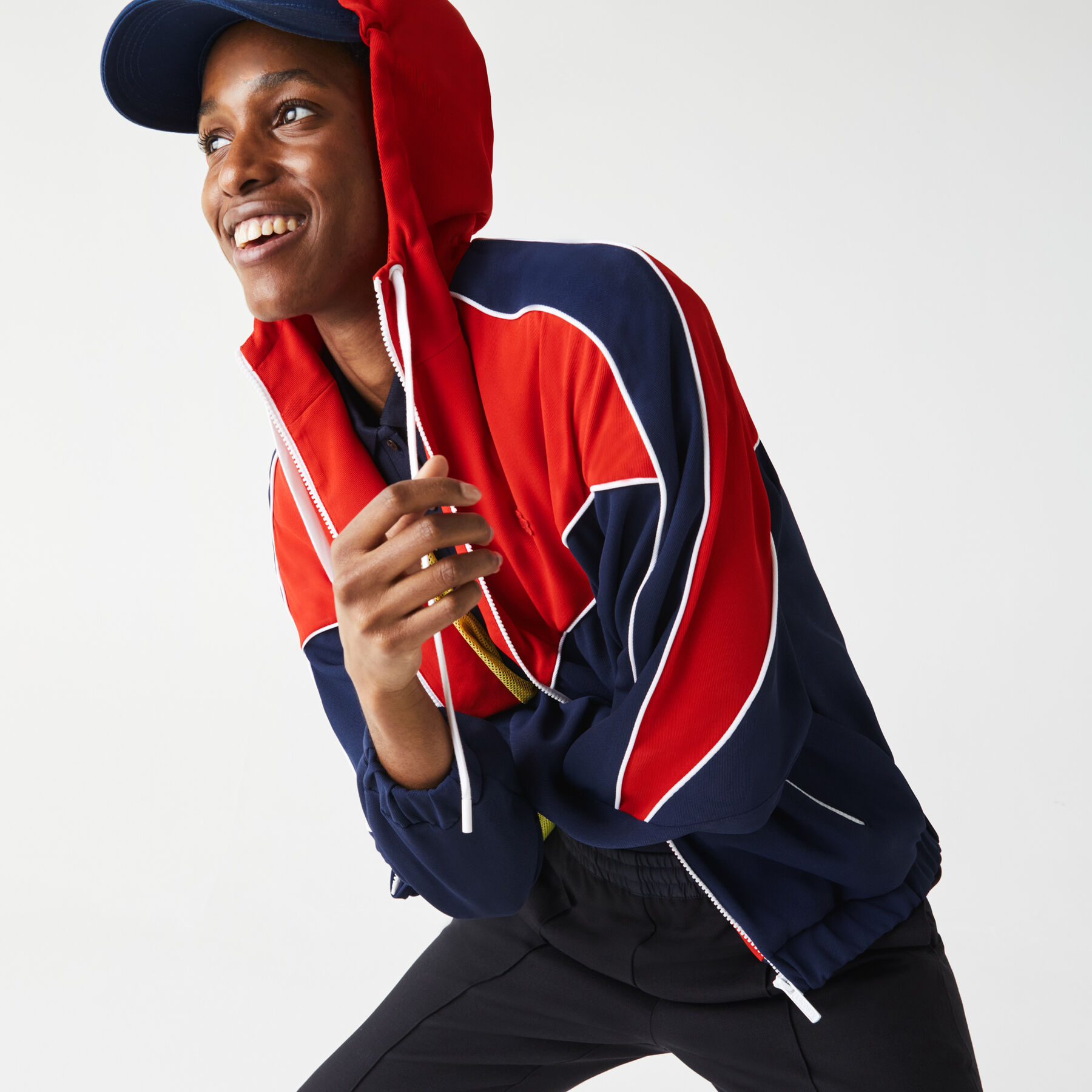 سويت شيرت بسحاب وغطاء رأس وكتل لونية للنساء لاكوست سويت شيرت بسحاب وغطاء رأس وكتل لونية للنساء