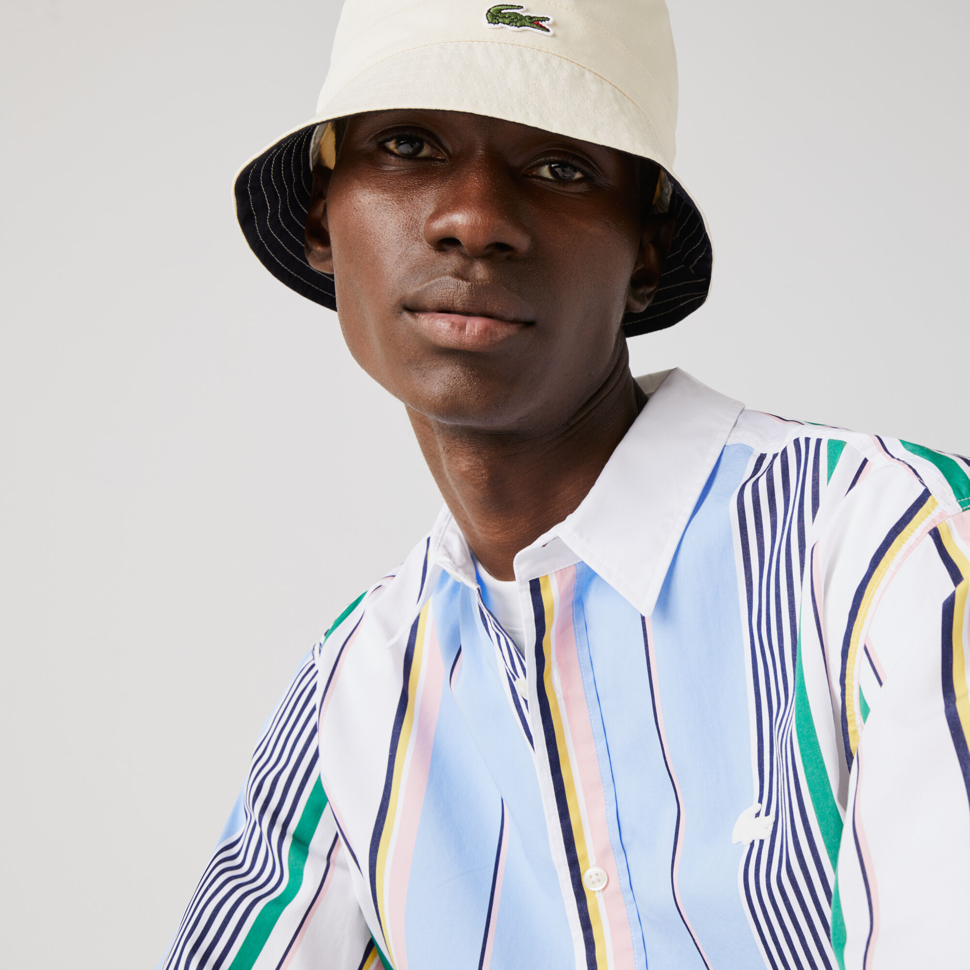 Buy Men s Lacoste LIVE Relaxed Fit Mismatched Stripes Cotton Shirt Lacoste QA