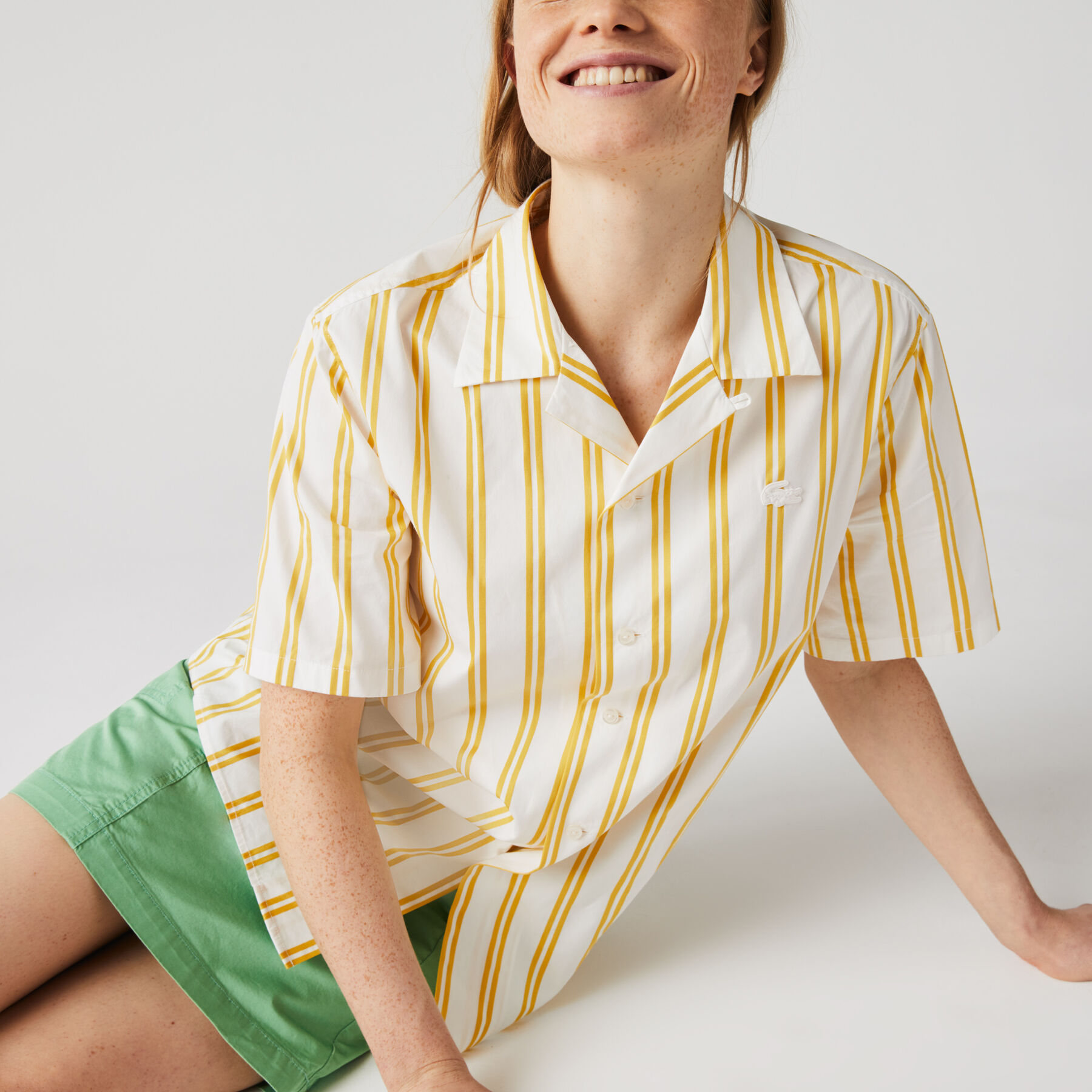 لاكوست قميص ساتان مقلم مجموعة lacoste live للجنسين