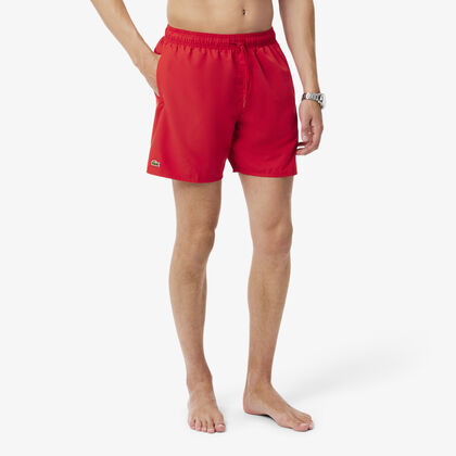 شورت سباحة أحادي اللون متوسط الطول