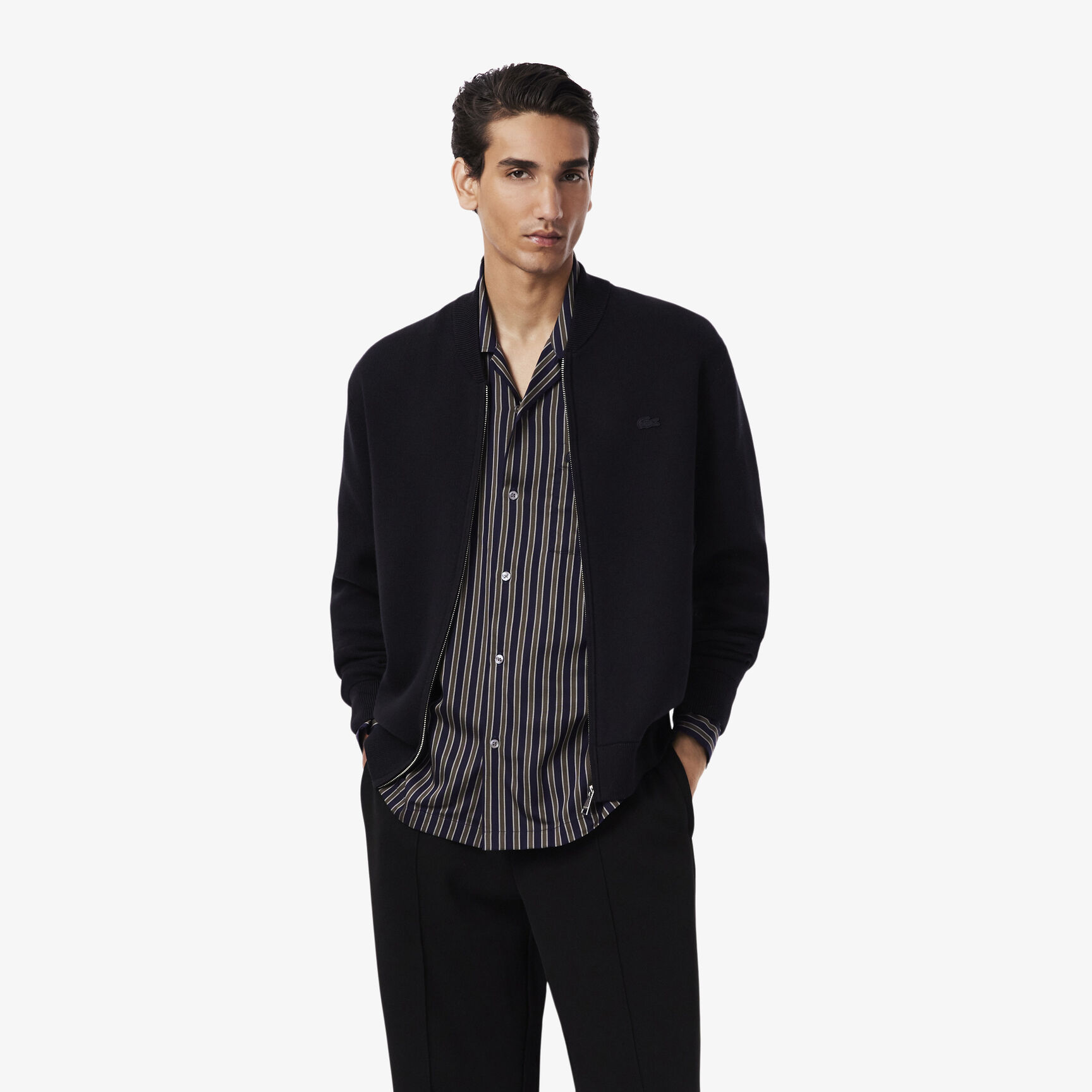 Cotton and Wool Knit Bomber Jacket Cotton and Wool Knit Bomber Jacket