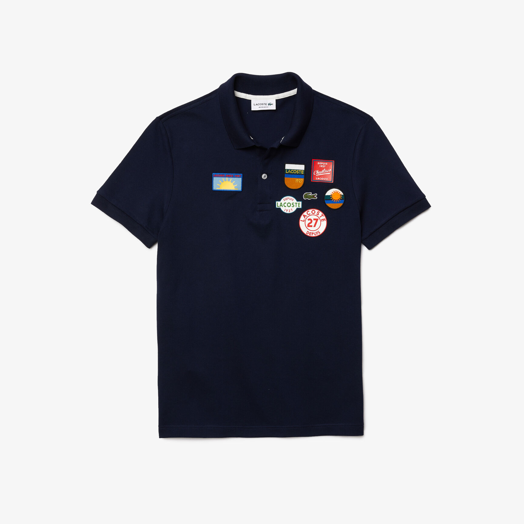 قميص بولو قطن للرجال بقصة عادية وشارة