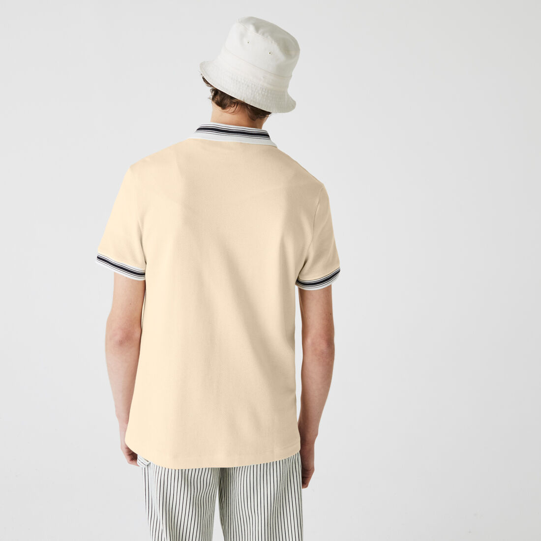 Men’s Lacoste Regular Fit Striped Zip Neck Polo Shirt Men’s Lacoste Regular Fit Striped Zip Neck Polo Shirt