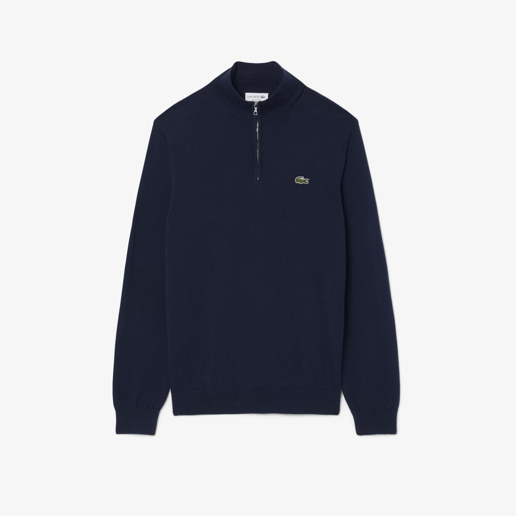 Zipped High Neck Cotton Sweater