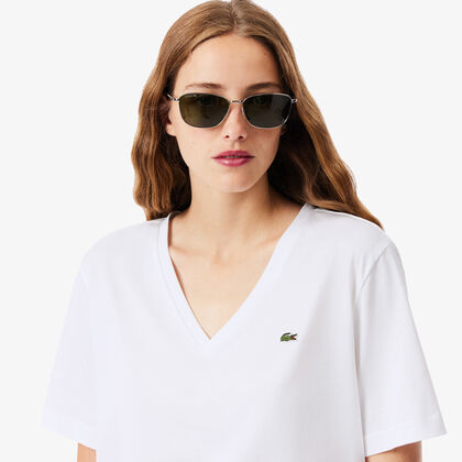 Relaxed Fit Soft Cotton V Neck T-shirt