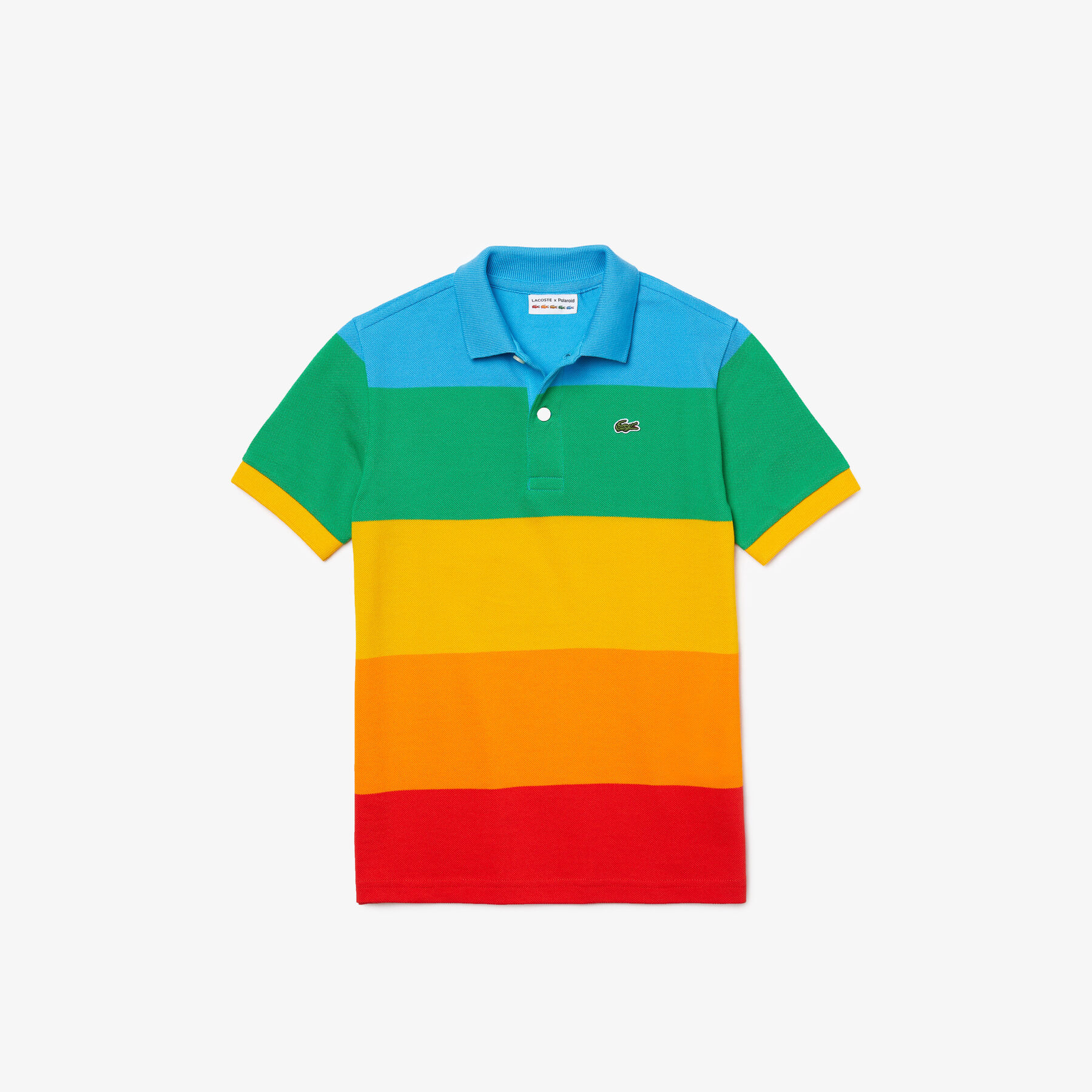 lacoste boys  polaroid collaboration color striped cotton piqu  polo