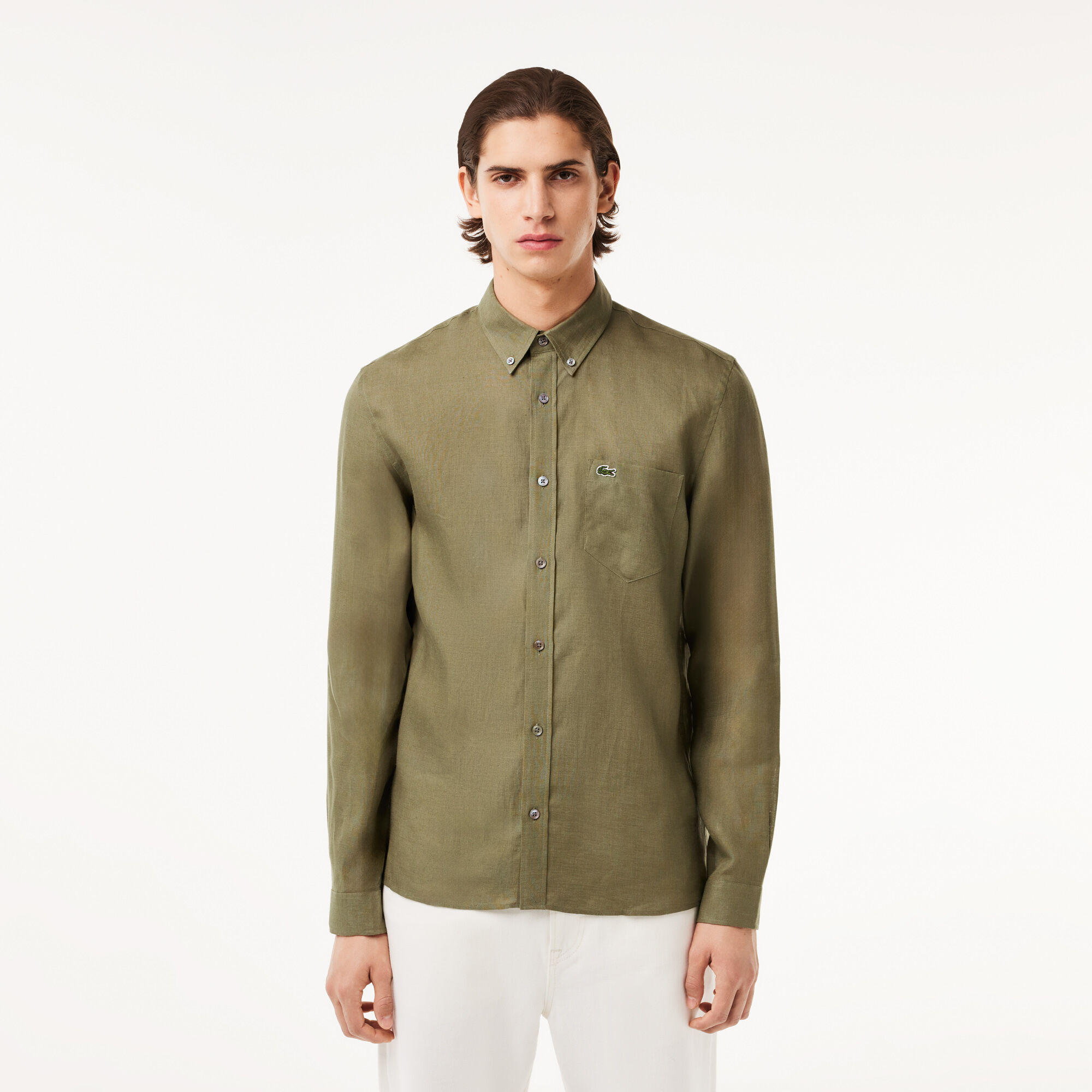 Lacoste men's linen pocket shirt new arrivals