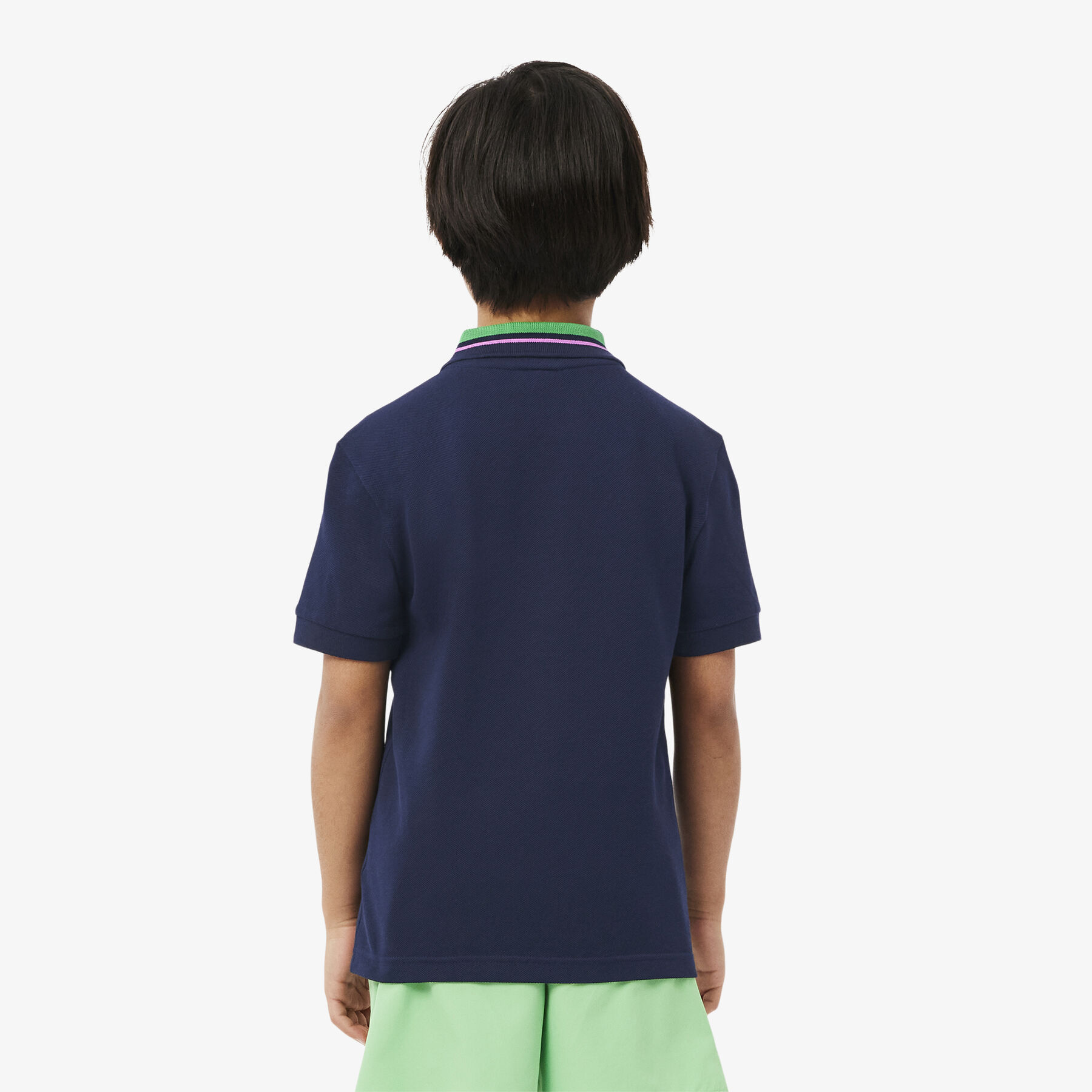 Stripe Collar Petit Pique Polo Shirt