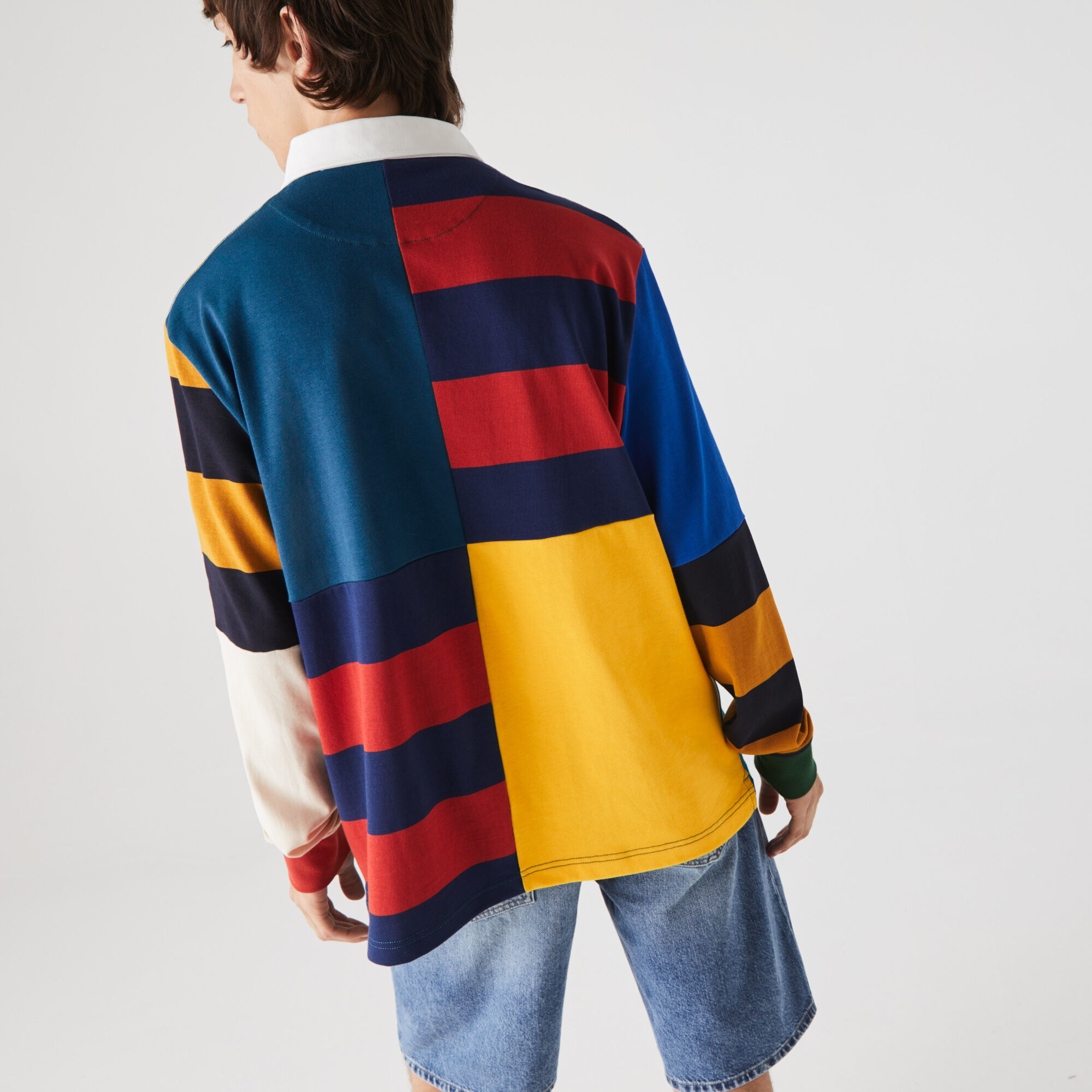 Men’s Lacoste LIVE Loose Fit Colourblock Cotton Rugby Style Polo Shirt Men’s Lacoste LIVE Loose Fit Colourblock Cotton Rugby Style Polo Shirt