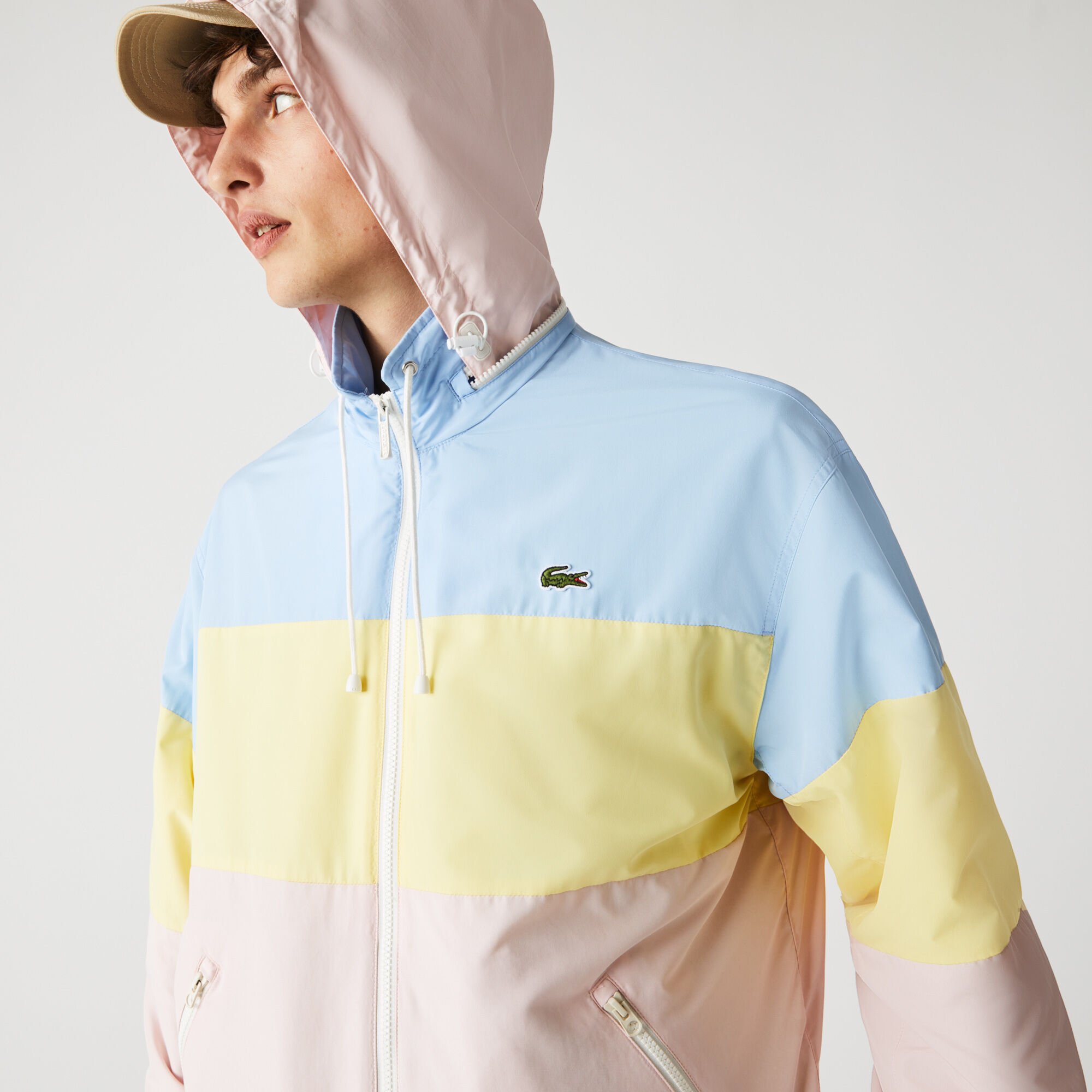 Buy Men s Concealed Hood Water Resistant Colorblock Jacket