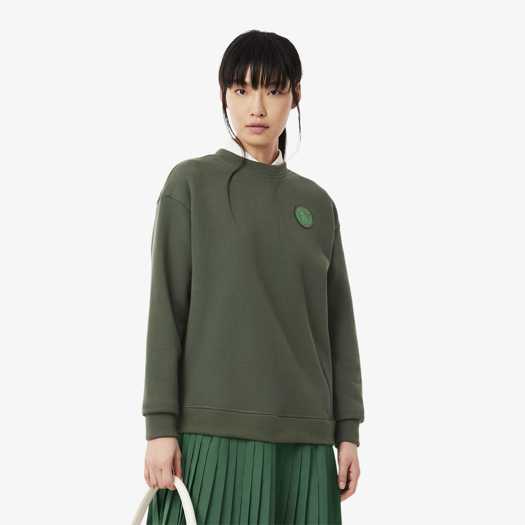 Blended Fabric Pleated Sweatshirt Dress lacoste blended fabric pleated sweatshirt dress
