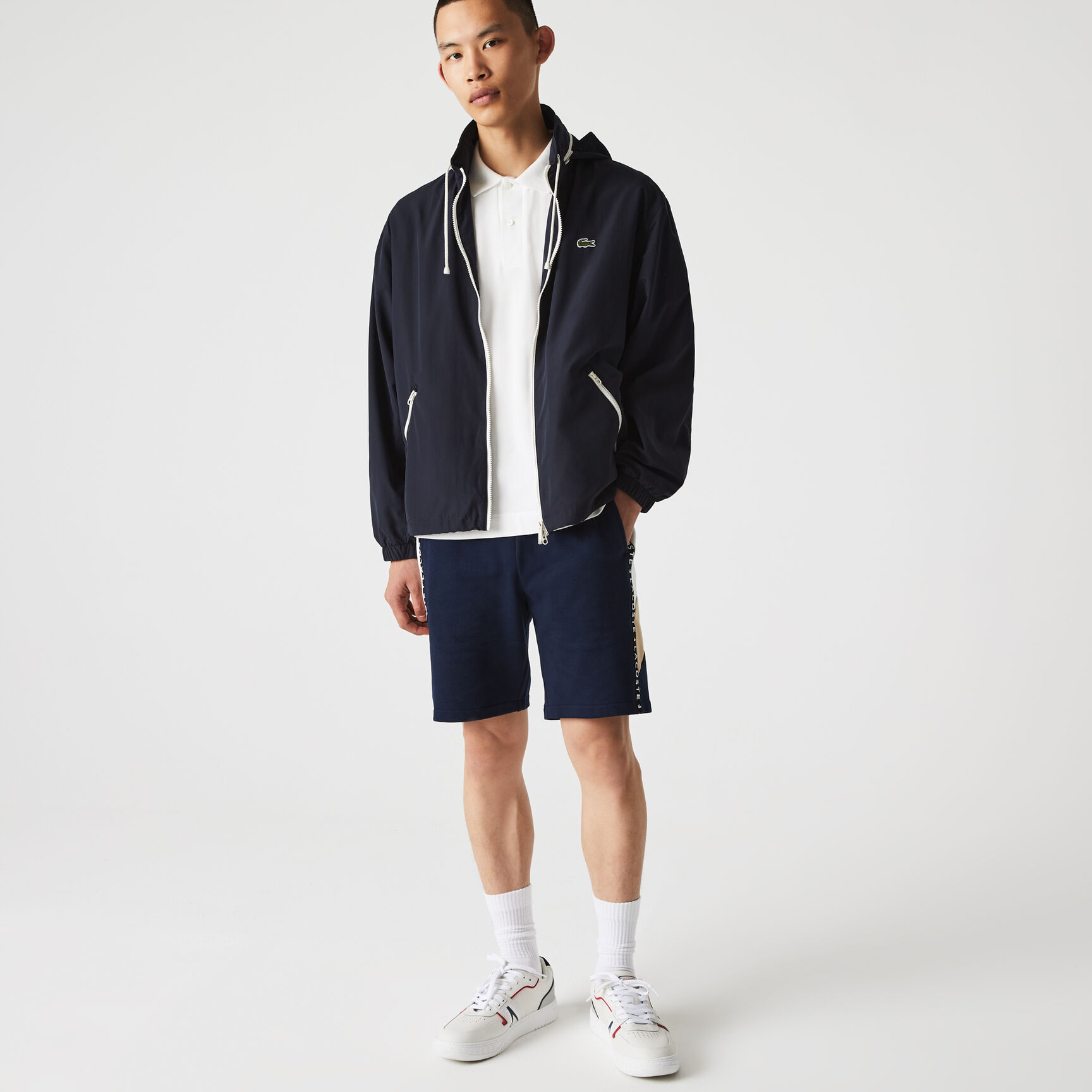 Men's Lacoste Lettered Bands Fleece Bermuda Shorts Men's Lacoste Lettered Bands Fleece Bermuda Shorts
