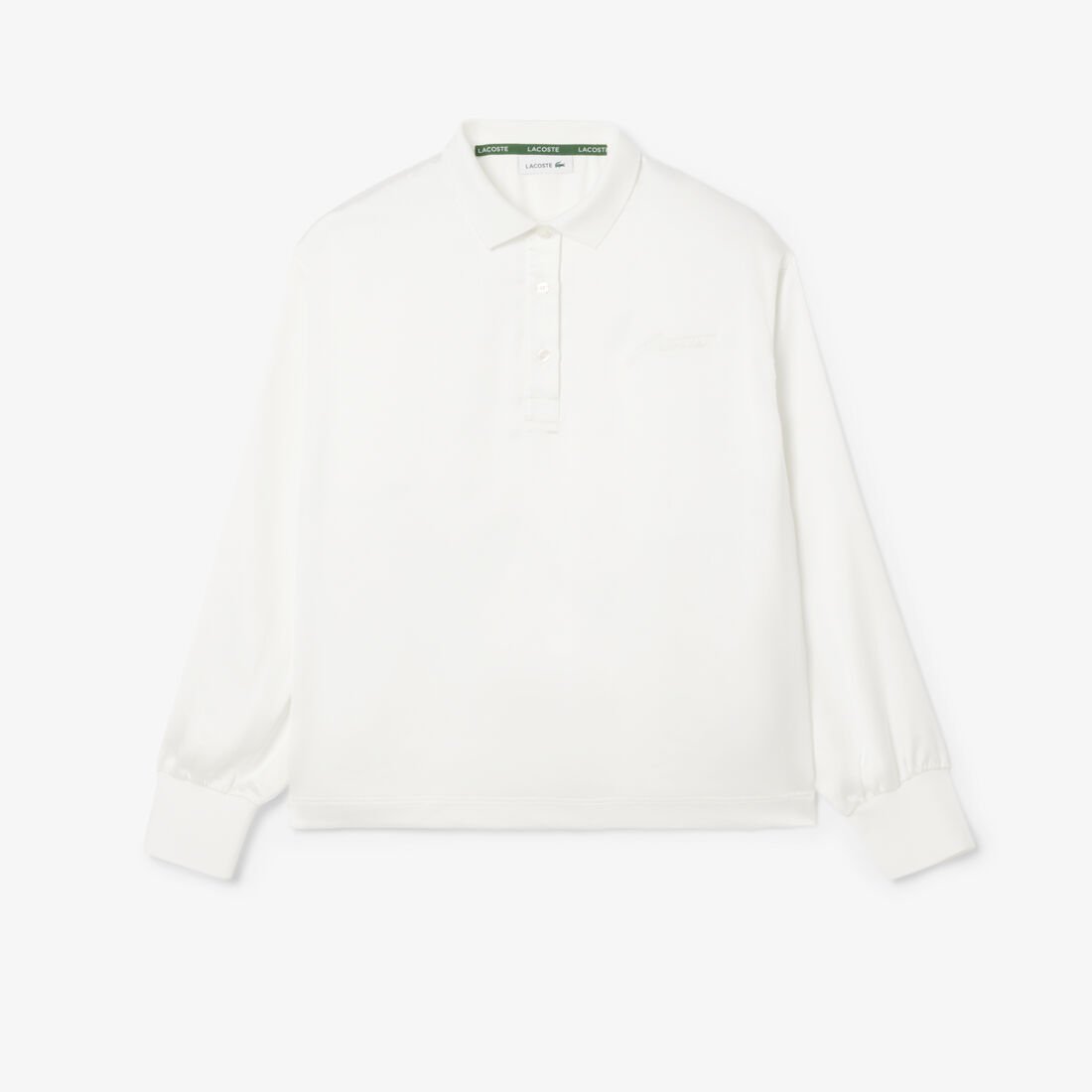 قميص بولو ساتان كبير الحجم بأكمام طويلة قميص بولو ساتان كبير الحجم بأكمام طويلة