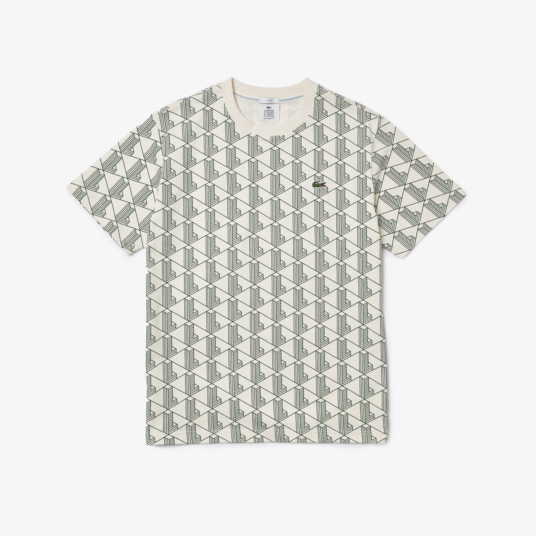Unisex Lacoste L!VE Monogram Print Cotton T-shirt Unisex Lacoste L!VE Monogram Print Cotton T-shirt