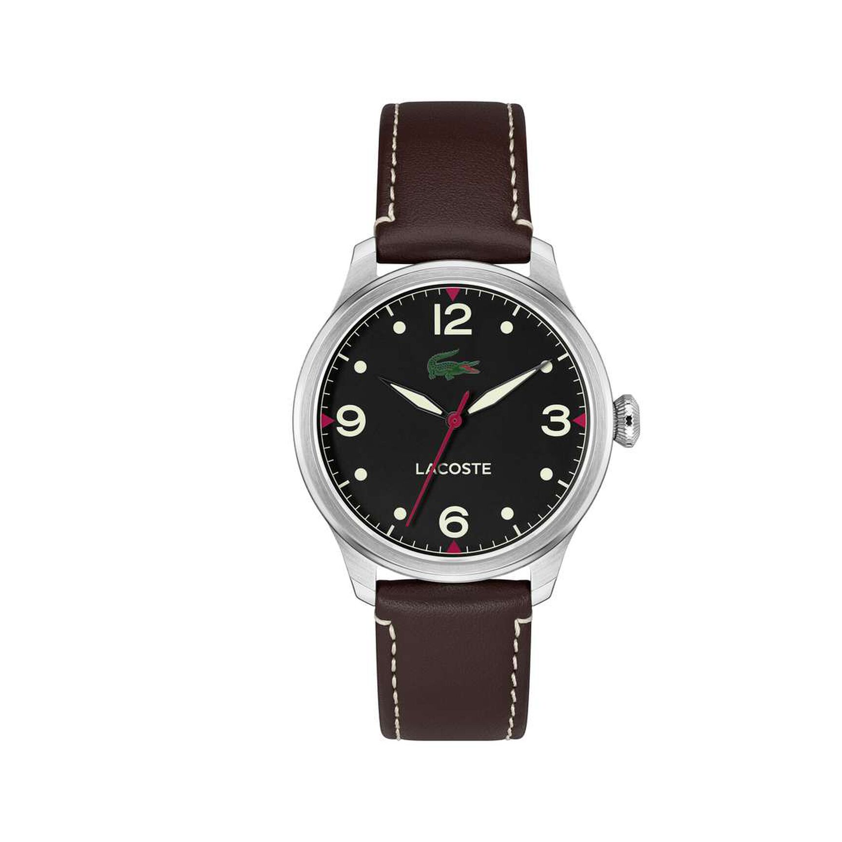 Men Leather 3 Hand Quartz Watch