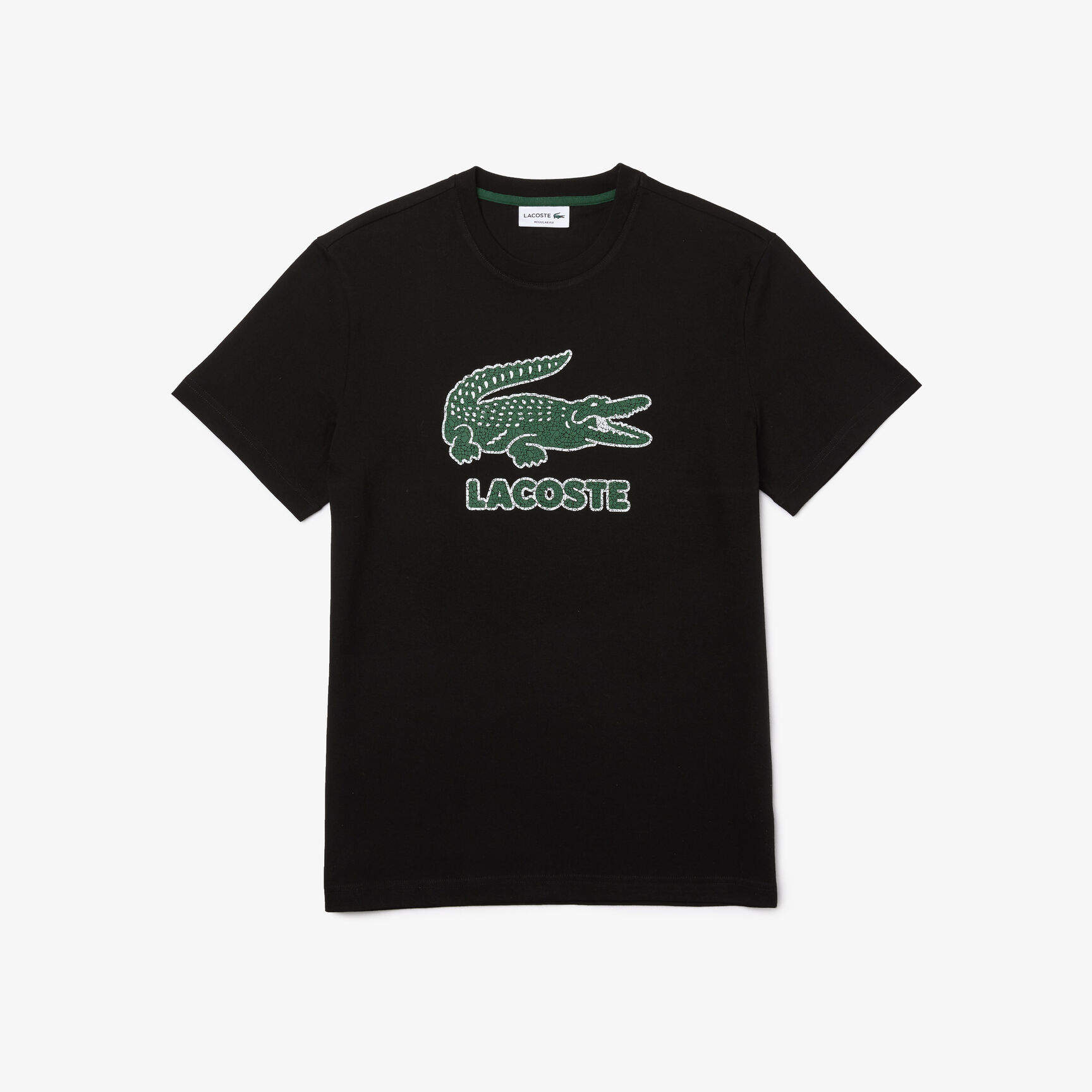 Men&rsquo;s Crew Neck Crackled Logo Print Cotton T-shirt