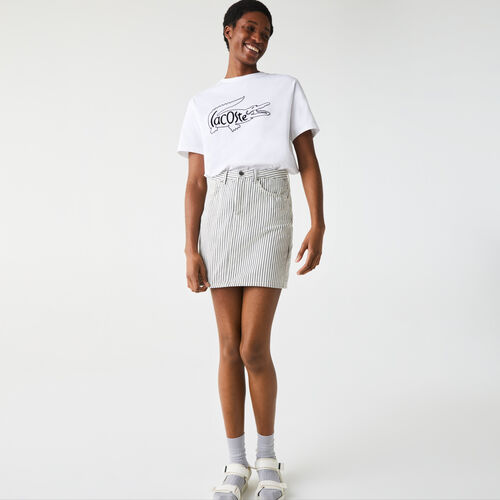 Women’s Crew Neck Crocodile Print Cotton T-shirt