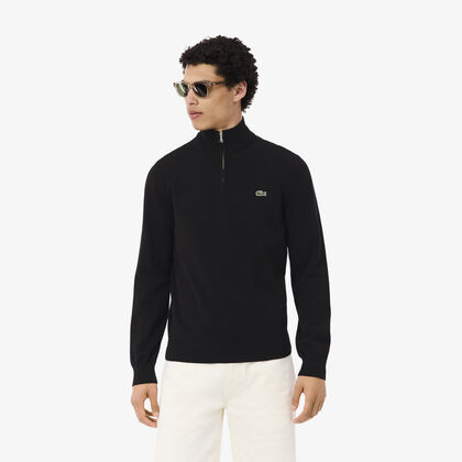 Zipped High Neck Cotton Sweater