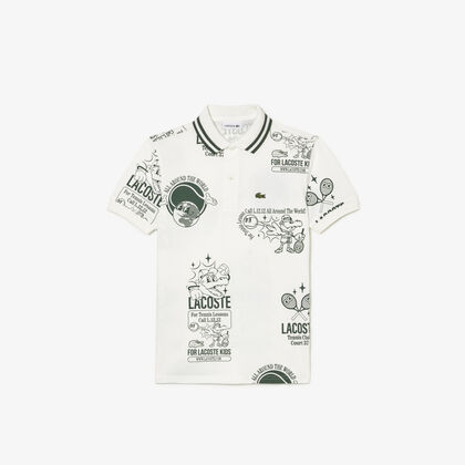 تي شيرت بولو قطن بطبعة مميزة لكلمة Lacoste