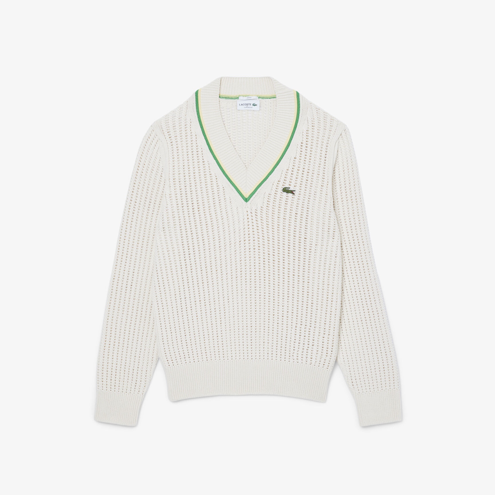 سترة تنس مخططة بفتحة رقبة على شكل حرف V سترة تنس مخططة بفتحة رقبة على شكل حرف V