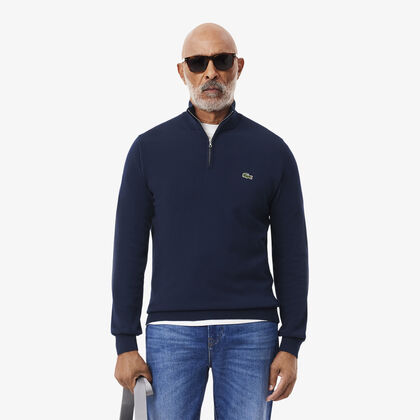 Zipped High Neck Cotton Sweater