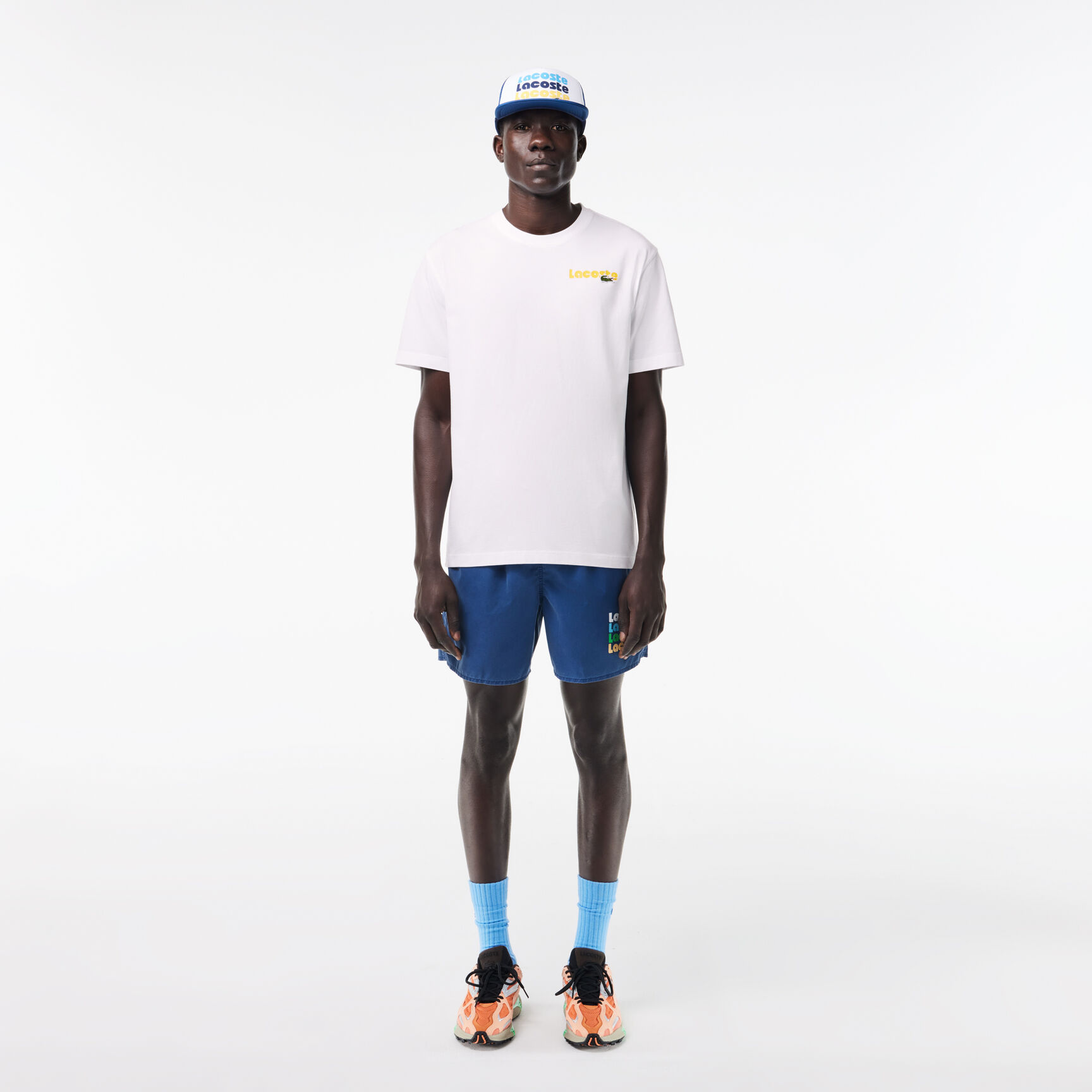 Washed Effect Ombr&eacute; Lacoste Print T-shirt