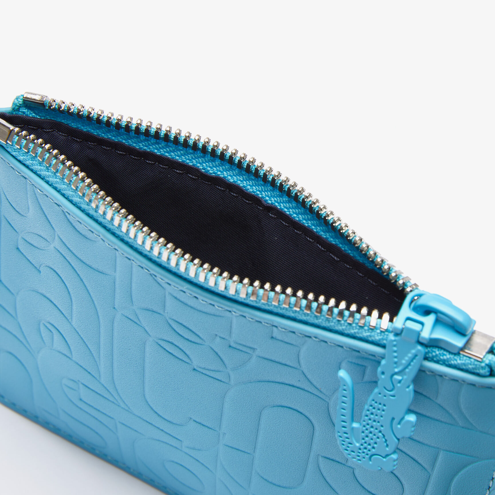 Women&rsquo;s Lacoste Small Embossed Leather Zip Clutch