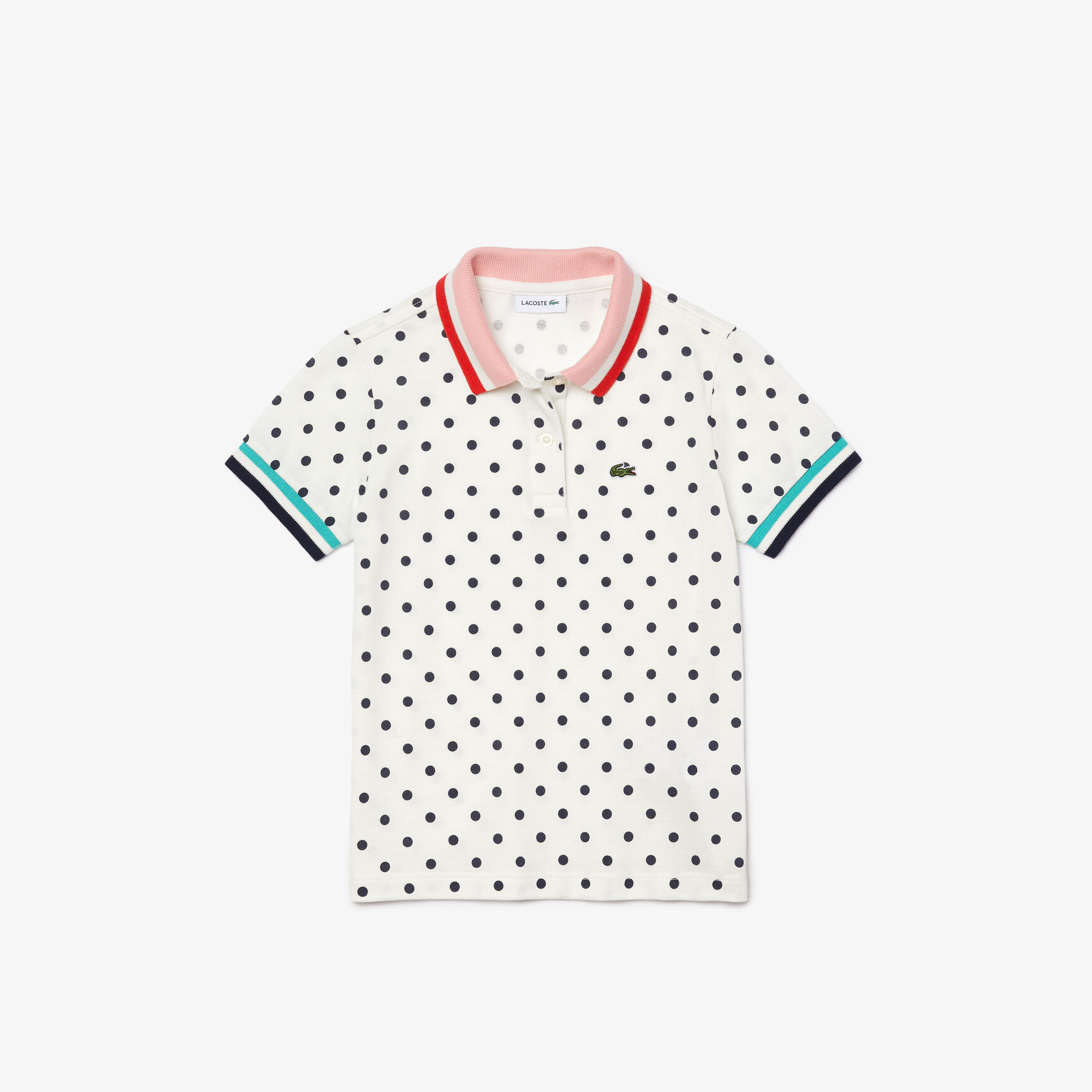 Girls’ Lacoste Polka Dot Print Cotton Piqué Polo