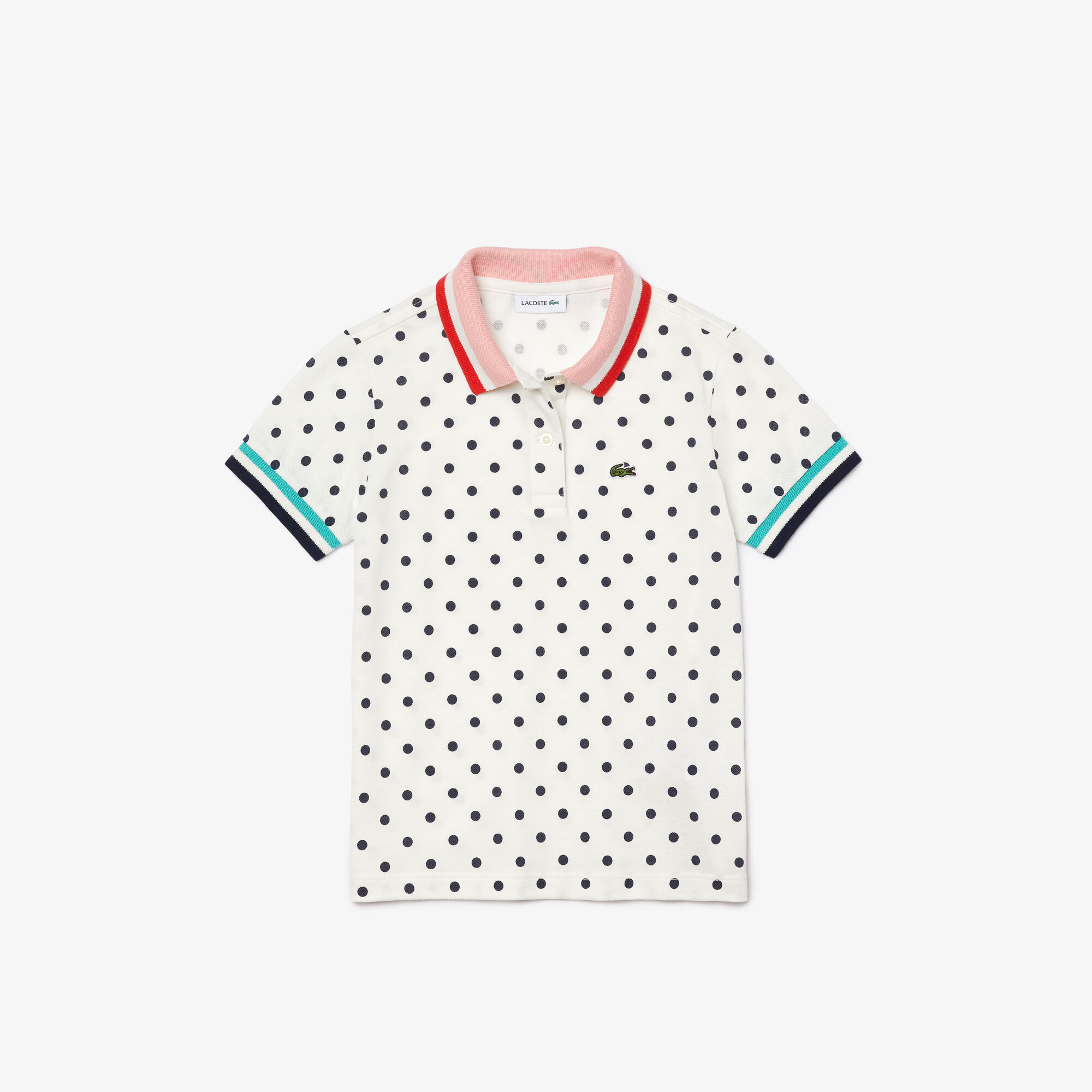 Girls’ Lacoste Polka Dot Print Cotton Piqué Polo Girls’ Lacoste Polka Dot Print Cotton Piqué Polo