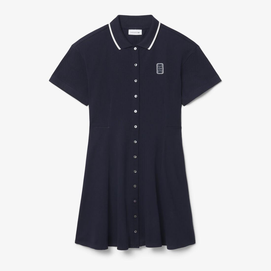 Flared Badge Accent Petit Pique Dress Flared Badge Accent Petit Pique Dress