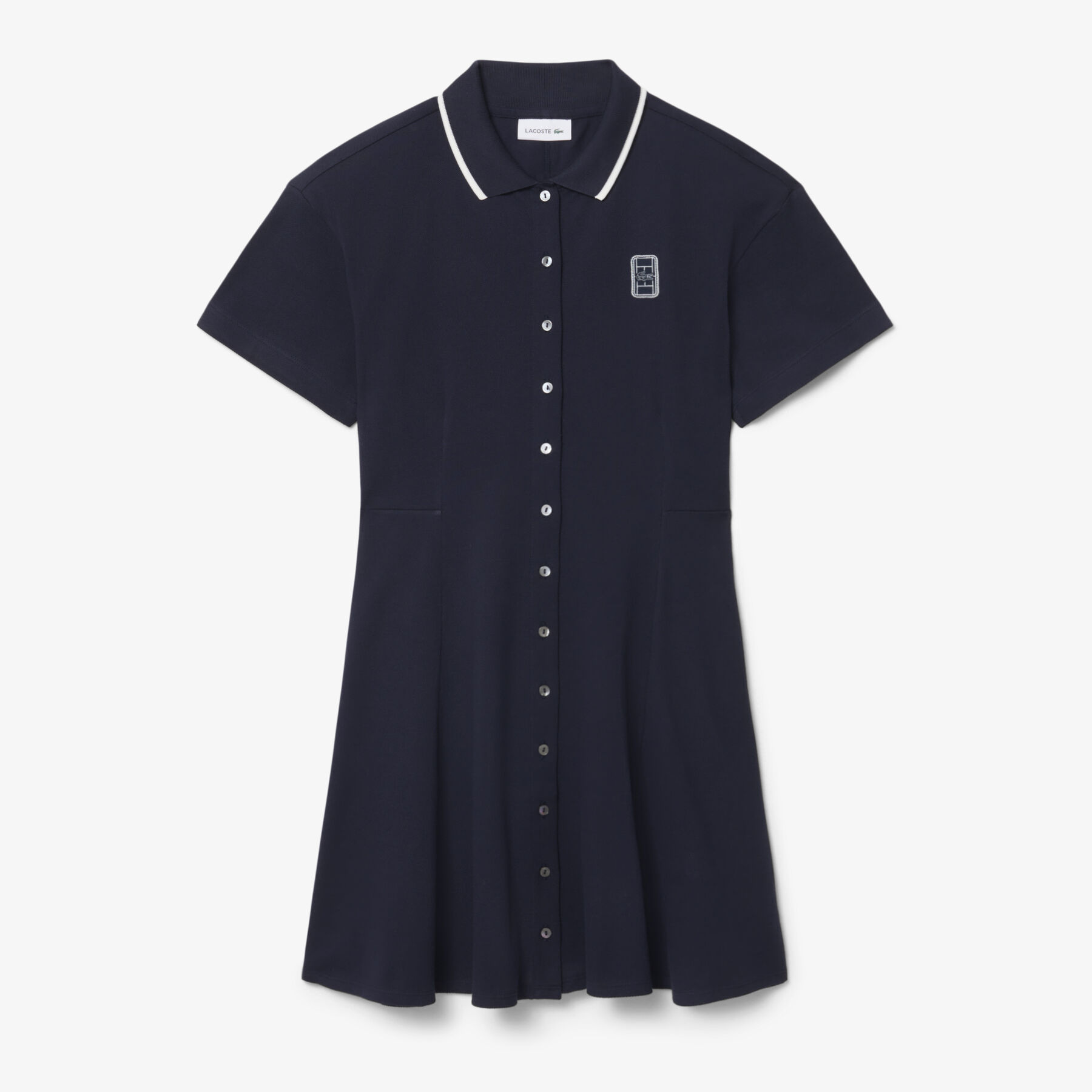Flared Badge Accent Petit Pique Dress Flared Badge Accent Petit Pique Dress