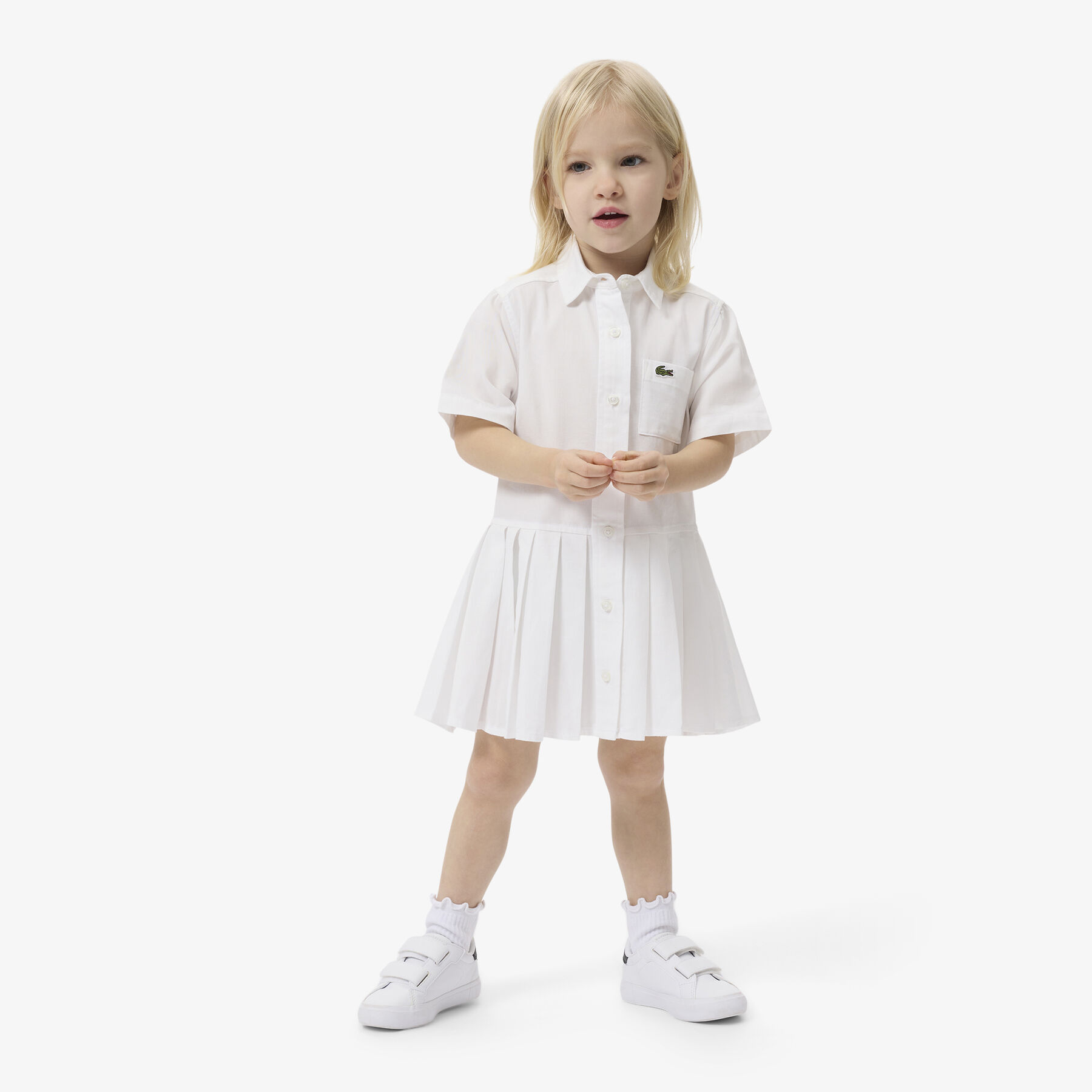 lacoste poplin pleat skirt shirt dress