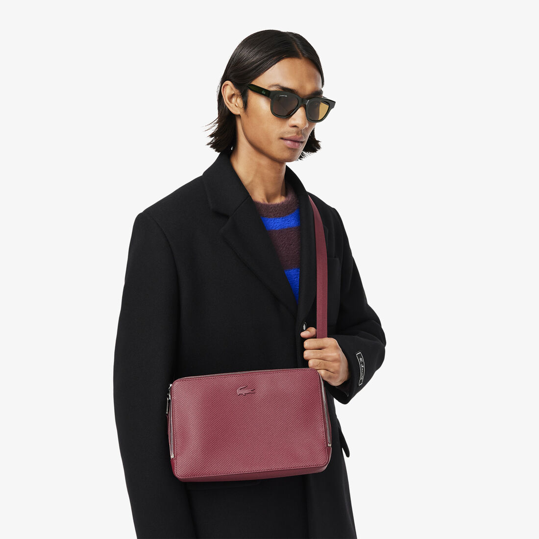 Unisex Chantaco Matte Stitched Leather Zippered Crossbody Bag Unisex Chantaco Matte Stitched Leather Zippered Crossbody Bag