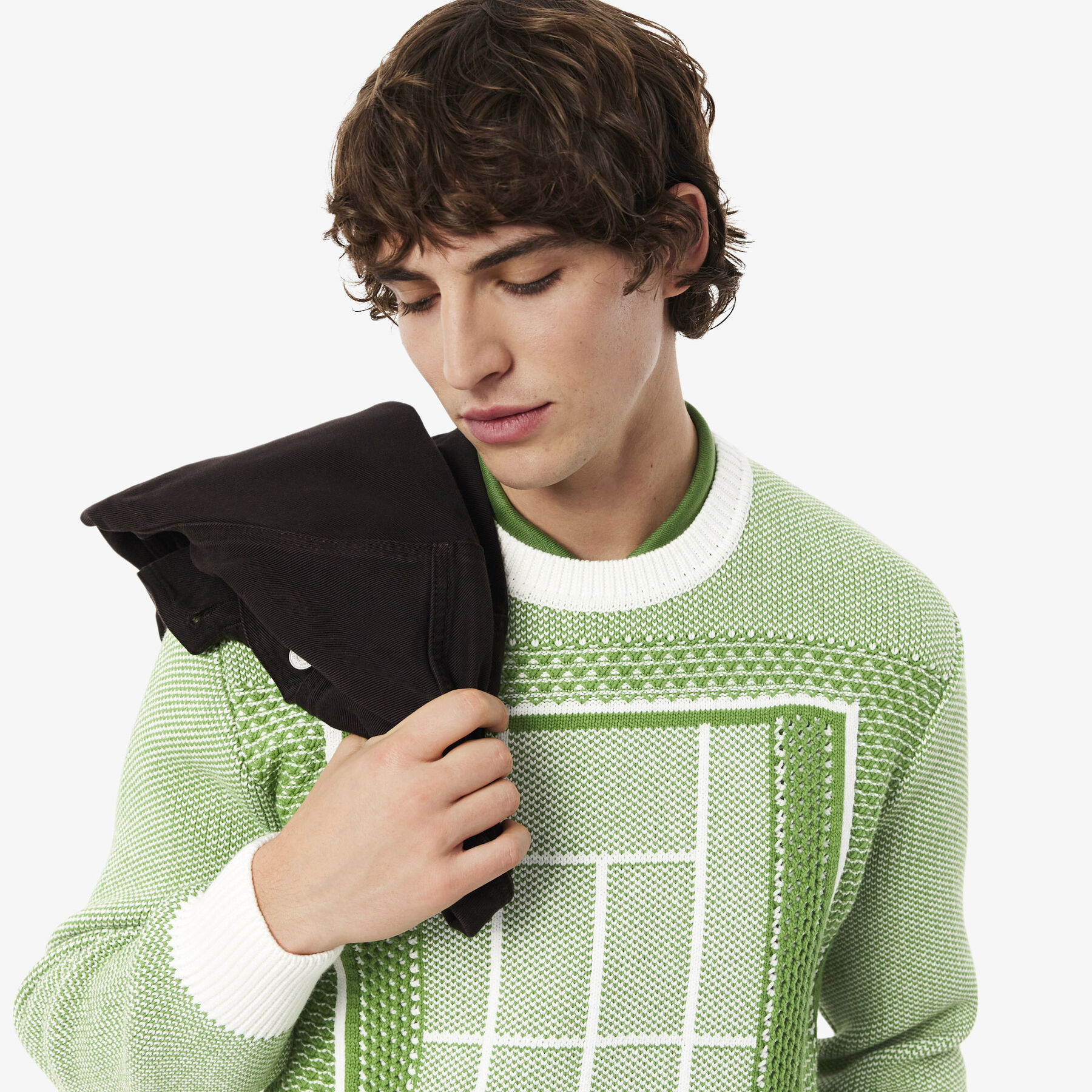 lacoste tennis court graphic jacquard sweater