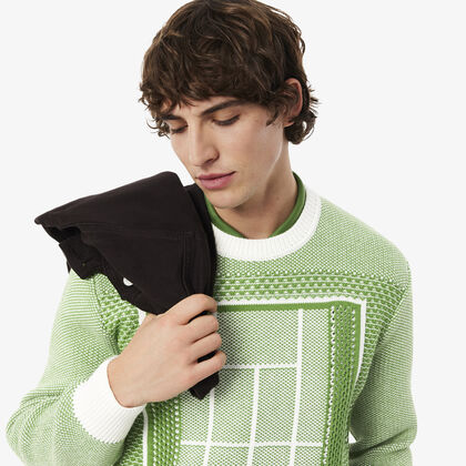 Tennis Court Graphic Jacquard Sweater