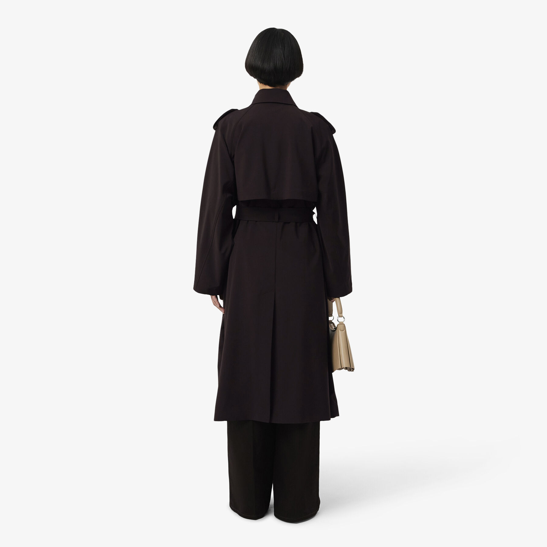 lacoste oversized wool blend trench coat