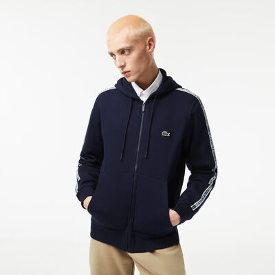Men’s Classic Fit Zipped Hoodie With Brand Stripes