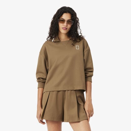 lacoste oversized polo collar pique sweatshirt