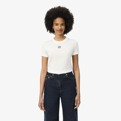 lacoste embroidery accent jersey t shirt