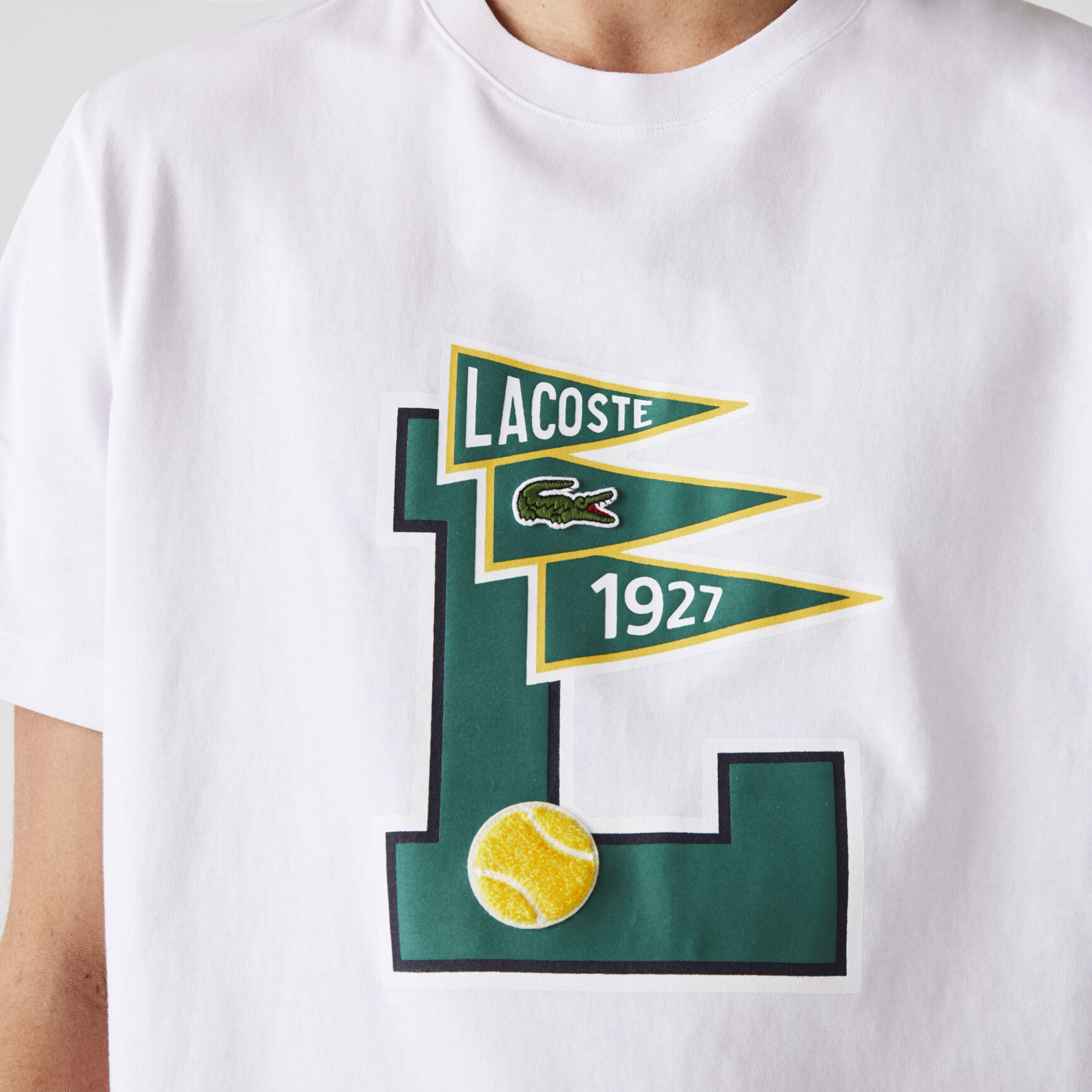 تيشيرت قطني رجالي بياقة مستديرة وشارات Pennants L