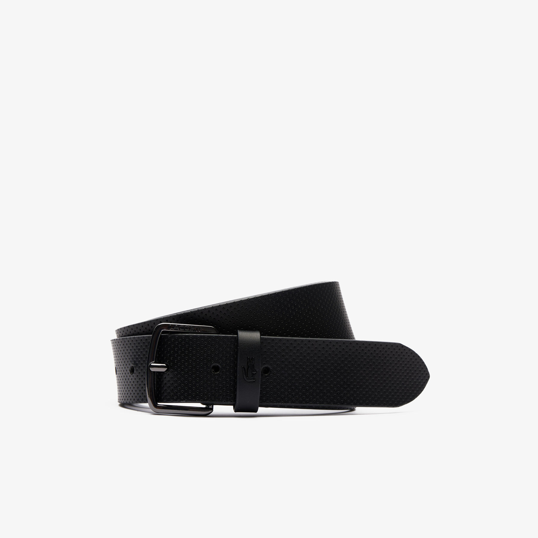 lacoste perforated leather belt